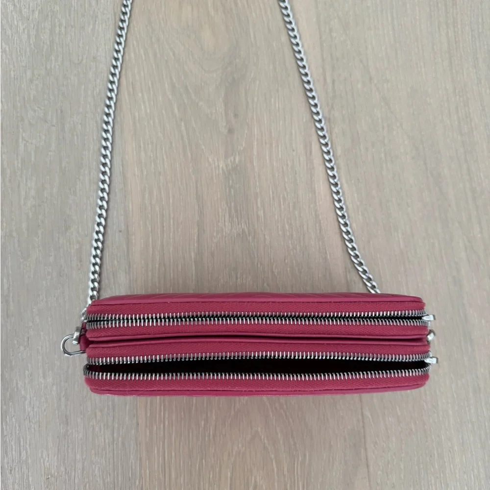 Prada Double Zip Quilted Leather Crossbody Bag Pink - Picture 11 of 11